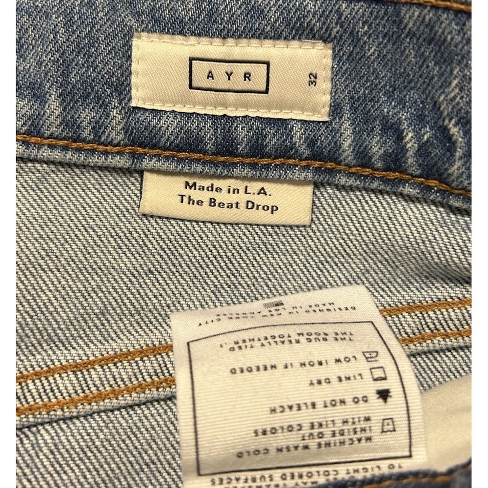 AYR The Beat Drop Denim Jeans Barrel Leg Organic Women's Sz 32 (36x26) Crop - Picture 8 of 10